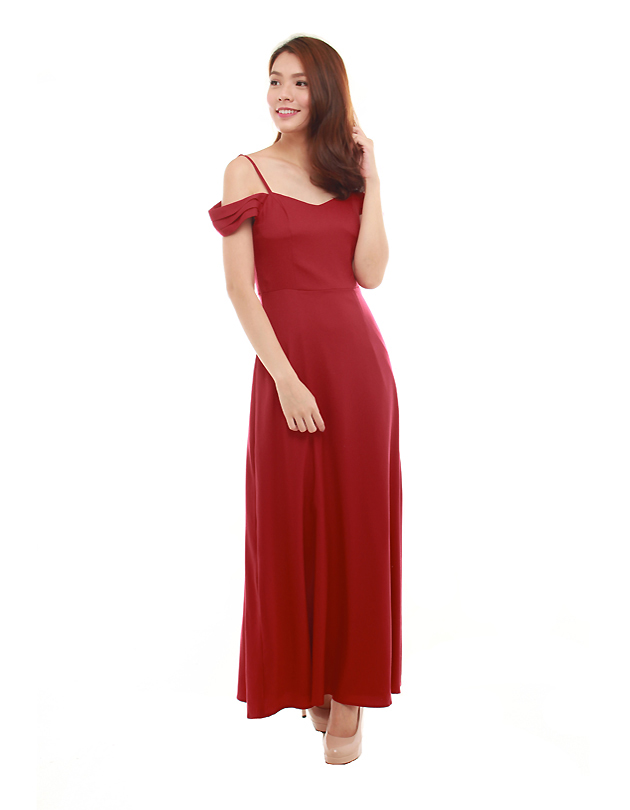 Ophelia Maxi Dress in Dark Red